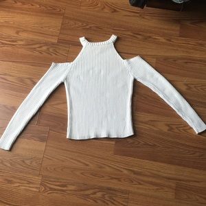 Forever 21 Cold Shoulder White Sweater.